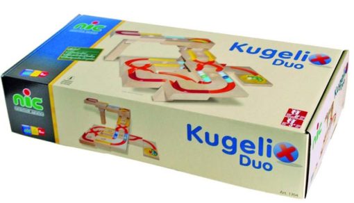 Zdjęcie: Zestaw drewnianych klocków do budowy kulodromów Nic Toys Kugelix Duo - zestaw w opakowaniu