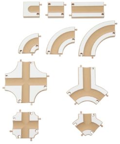 SINA – Kulodrom – Tor dla kulek – Tor kulkowy – dla dwulatka – poszczególne elementy zestawu, z odcinkami trasy przypominającymi puzzle